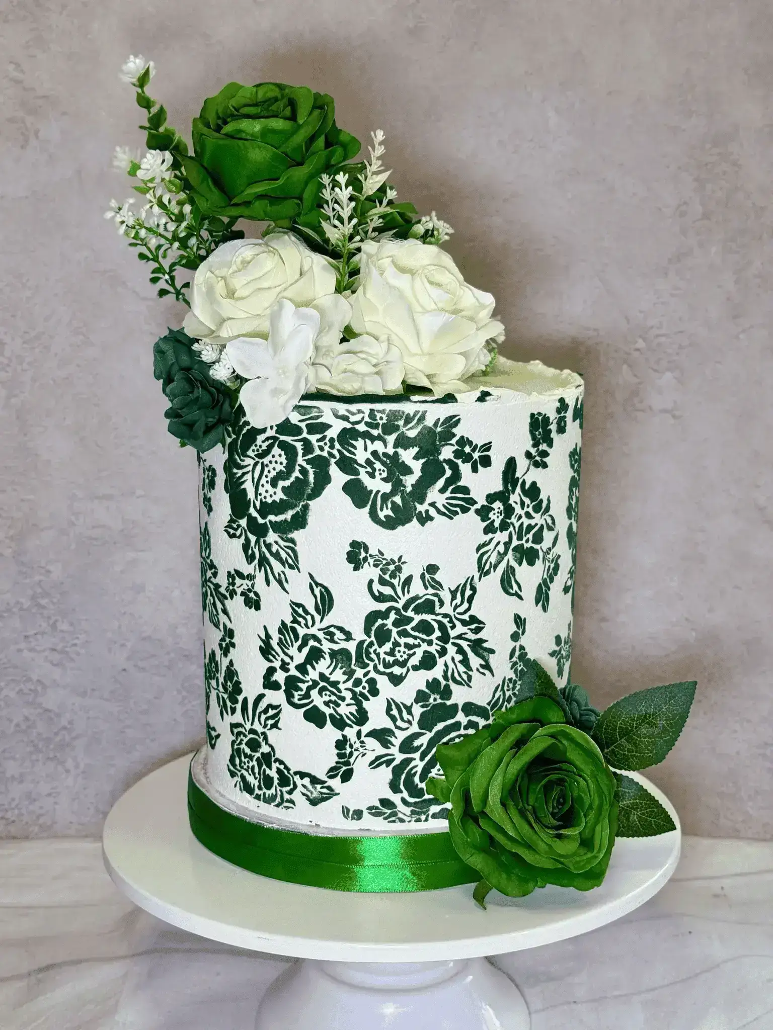 Green floral celebration cake